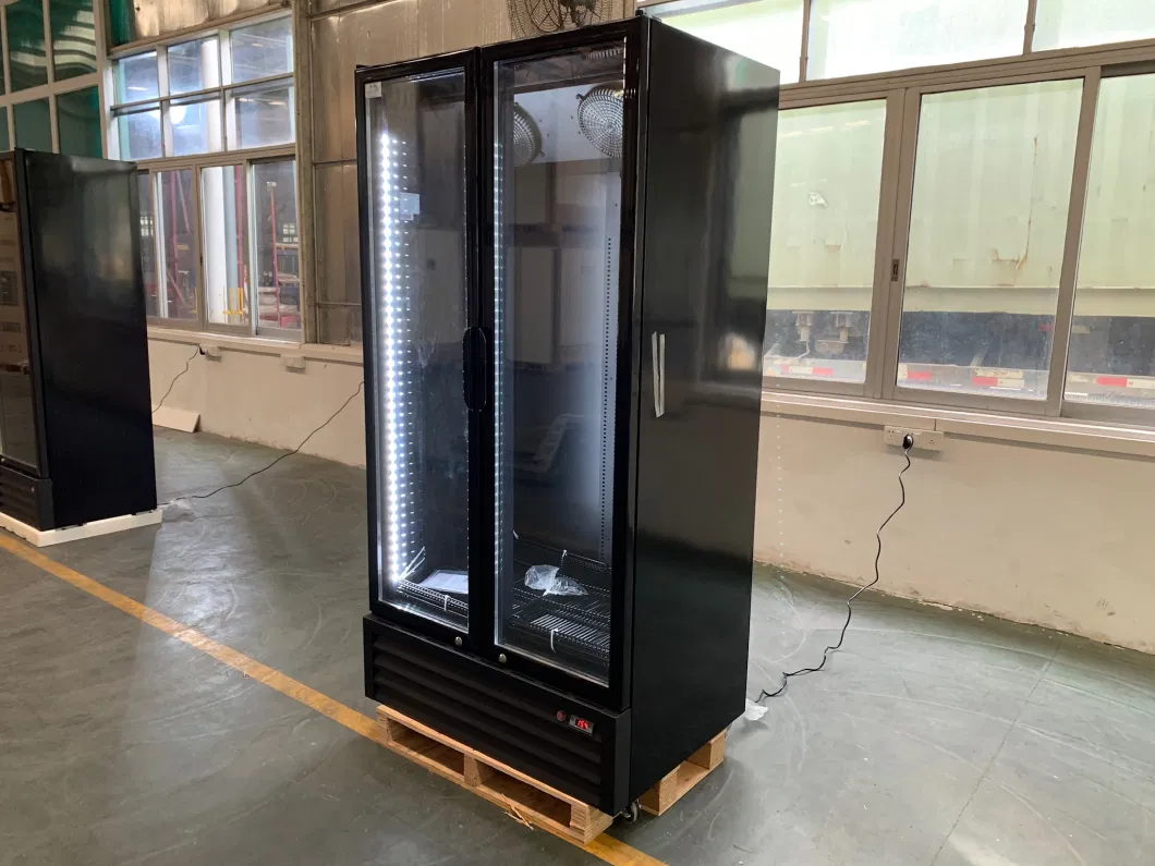 Brazil Glass Door Display for Grocery Store Energy Drink Upright Fridge Commercial Double Glass Door Cooler High Quality Made in China